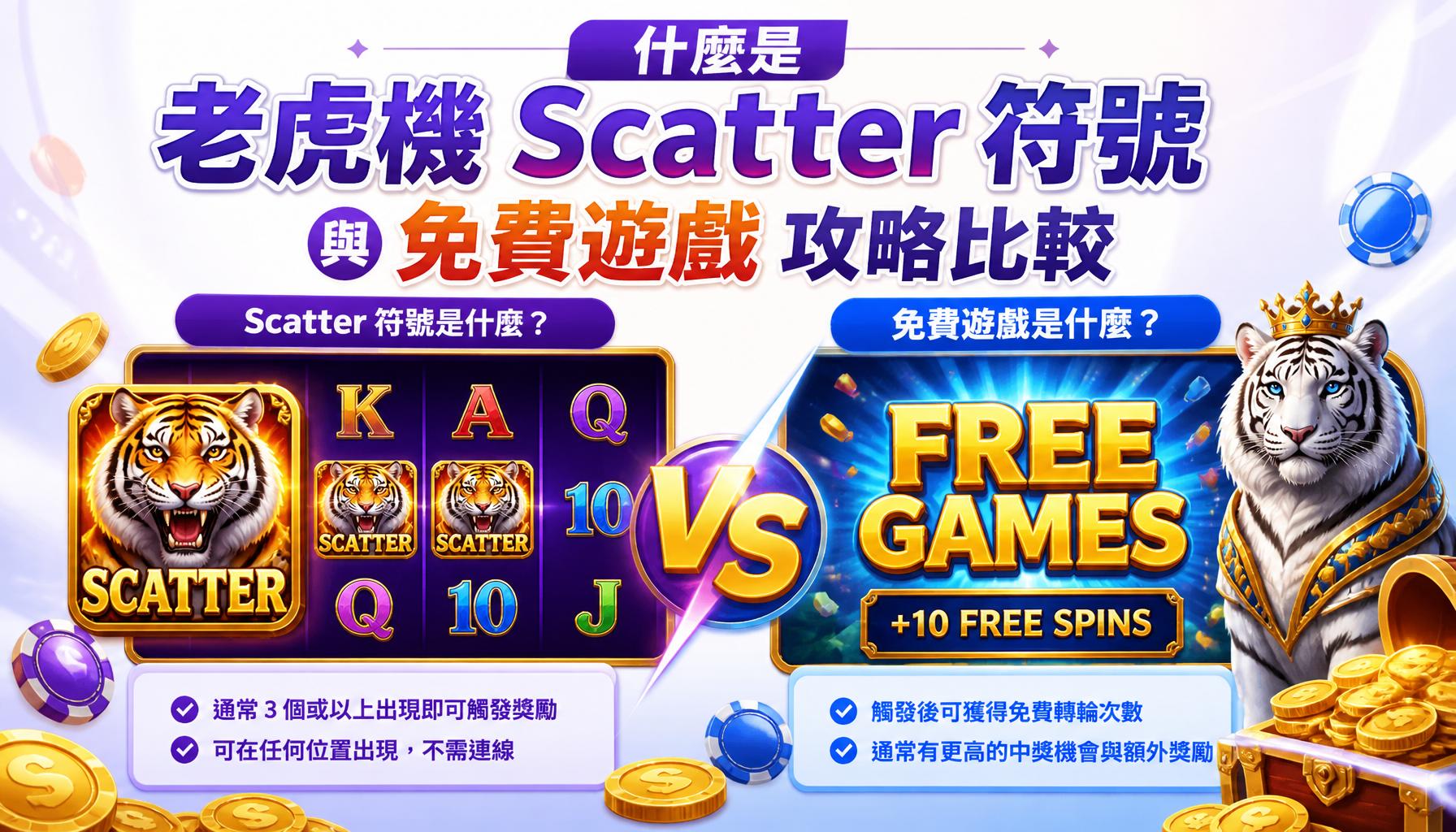 什麼是老虎機 Scatter 符號與免費遊戲 攻略比較